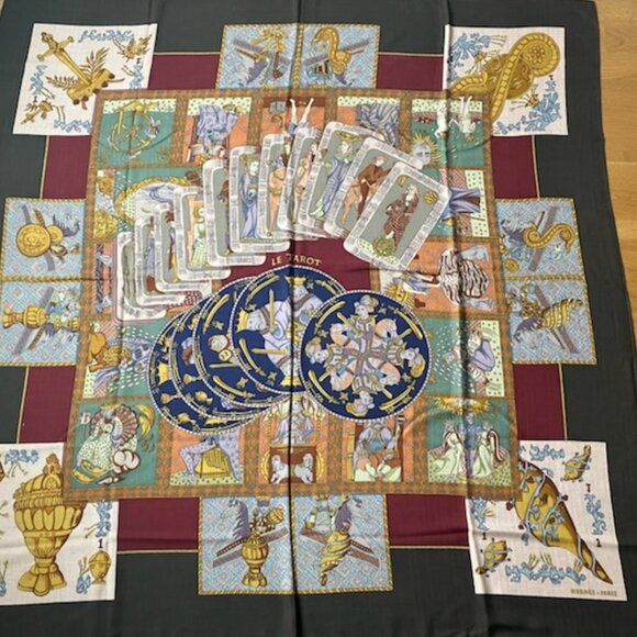 Hermes "Le Tarot" 140 cm Vintage Cashmere and Silk Shawl - Picture 6 of 10